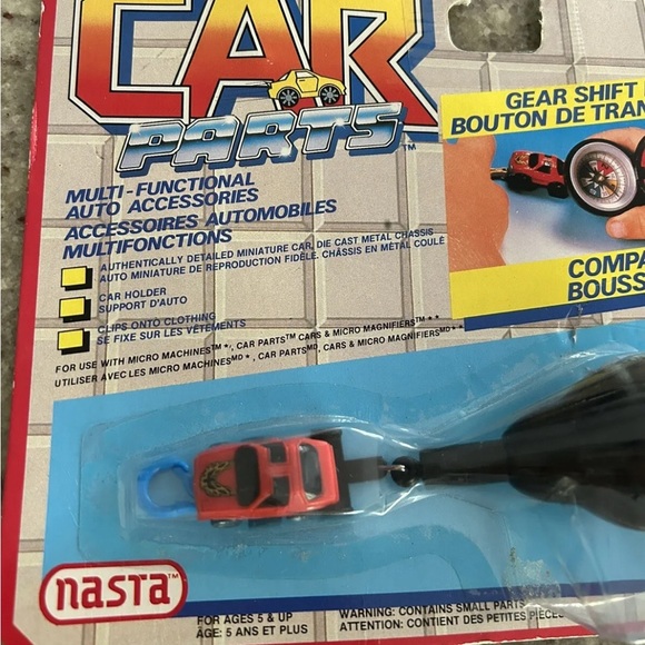 1988 Nasta Red Car Keychain Shifter Nob/working compass Micro Machines NEW - Picture 2 of 4
